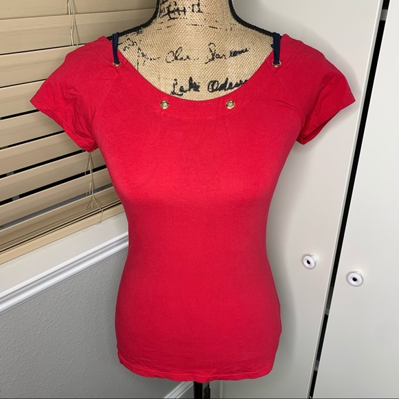 Armani Exchange Strap Cap Sleeved T-Shirt - Picture 1 of 13